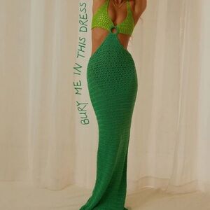 PEPPERMAYO Green crochet maxi dress